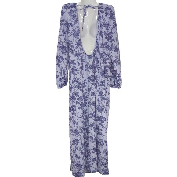 HILL HOUSE The Simone Midi Dress Lilac Purple Tonal Floral Medium - Picture 6 of 14